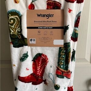 Wrangler Christmas - Holiday Plush Throw with Cowboy Boots Western